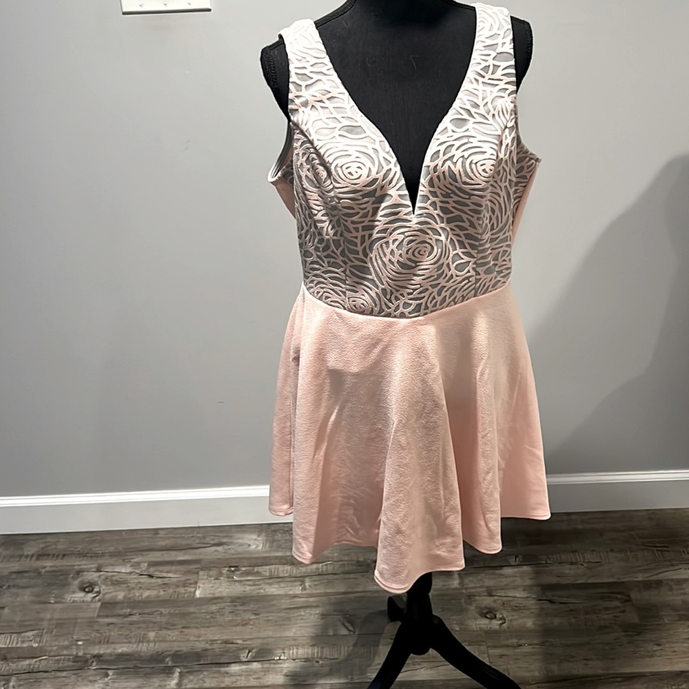 Flare Pink Dress with shorts NWOT sz 2x